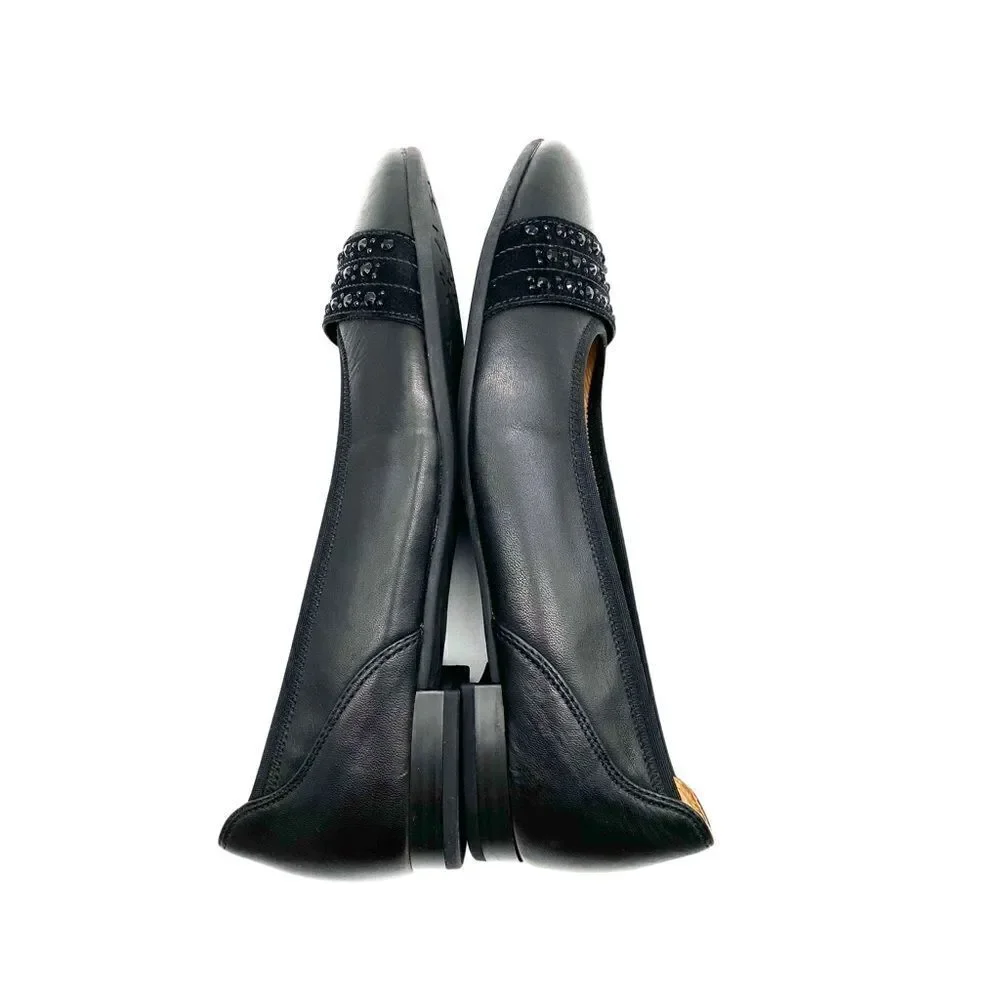 GABOR NWOT Black LEATHER FLAT SHOES